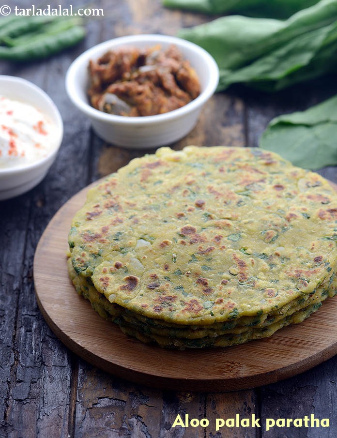 Aloo Palak Paratha, Punjabi Aloo Palak Paratha recipe In Gujarati