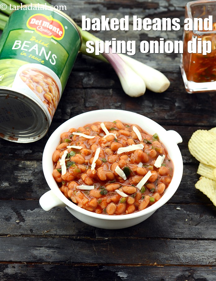 Baked Beans and Spring Onion Dip, Baked Beans Dip recipe In Gujarati