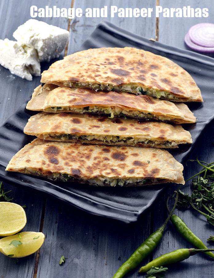 Cabbage and Paneer Parathas recipe In Gujarati
