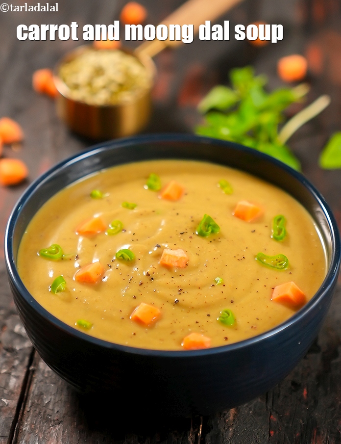Carrot and Moong Dal Soup, Gajar Soup with Moong Dal recipe In Gujarati