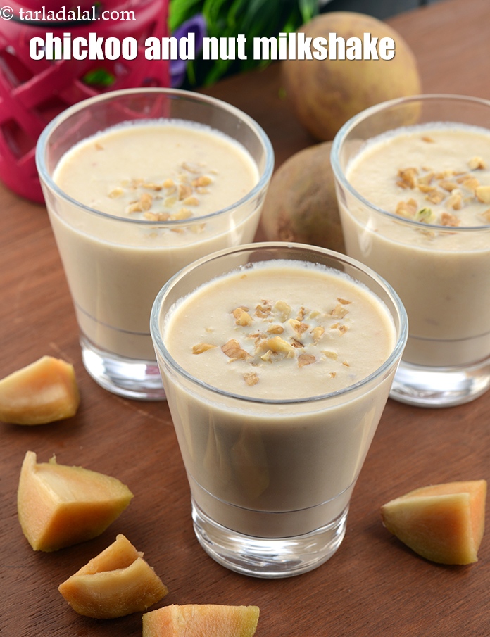 Chickoo and Nut Milkshake, Chickoo Kaju Milkshake recipe In Gujarati