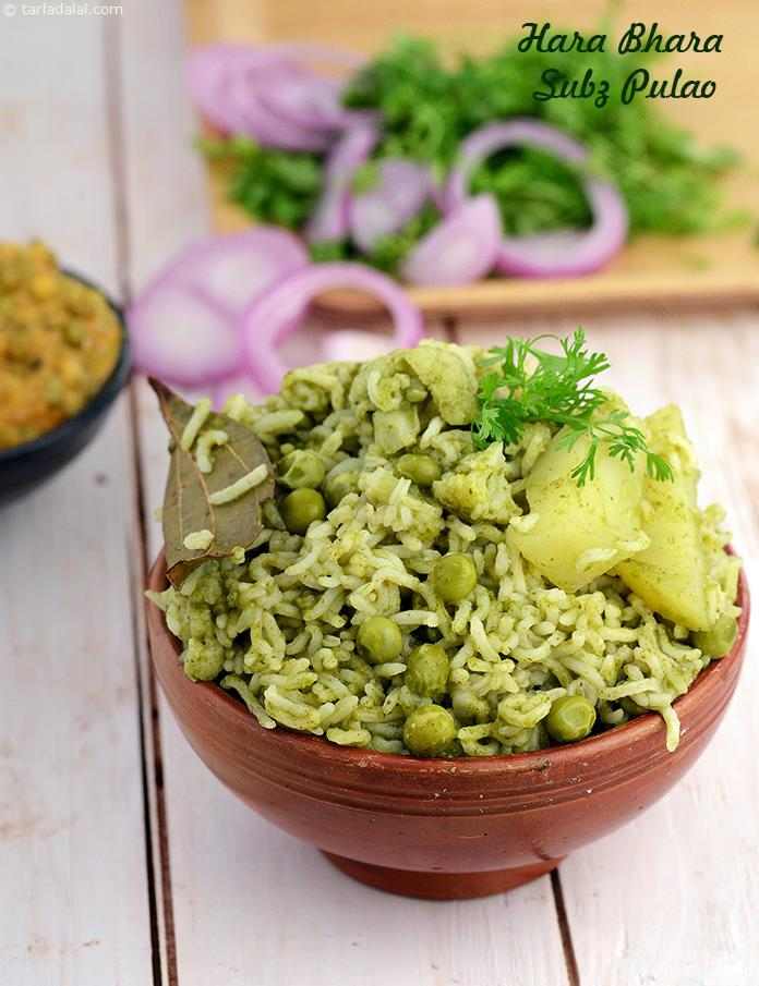 Hara Bhara Subz Pulao recipe In Gujarati