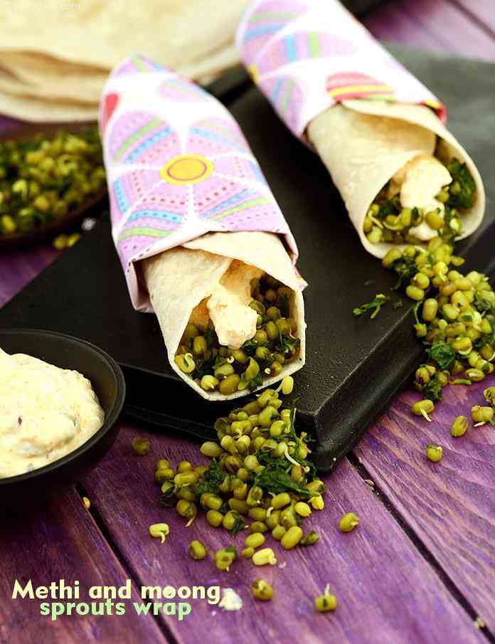 Methi and Moong Sprouts Wrap recipe In Gujarati