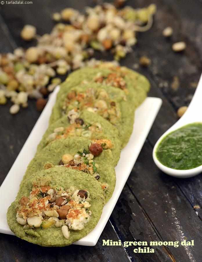 Mini Green Moong Dal Chila recipe In Gujarati