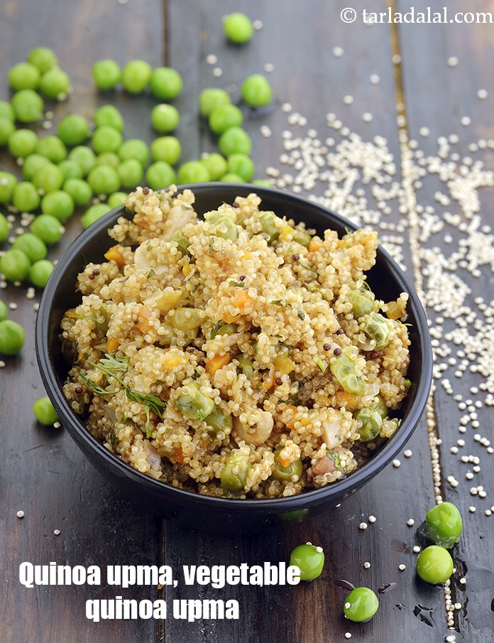 Quinoa Veg Upma, Vegan Breakfast recipe In Gujarati