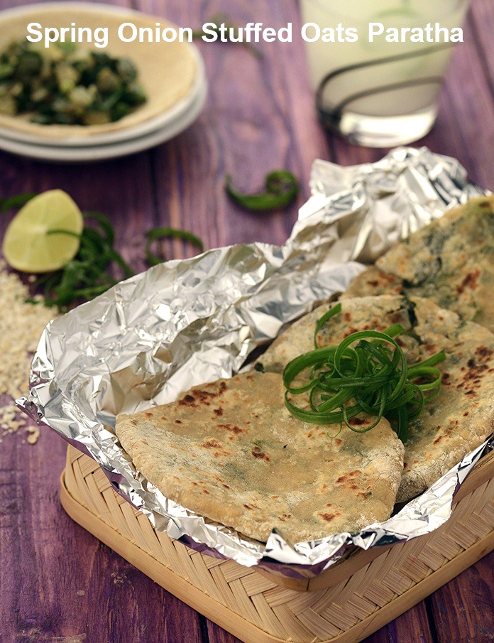 Spring Onion Stuffed Oats Paratha for Weight Loss recipe In Gujarati