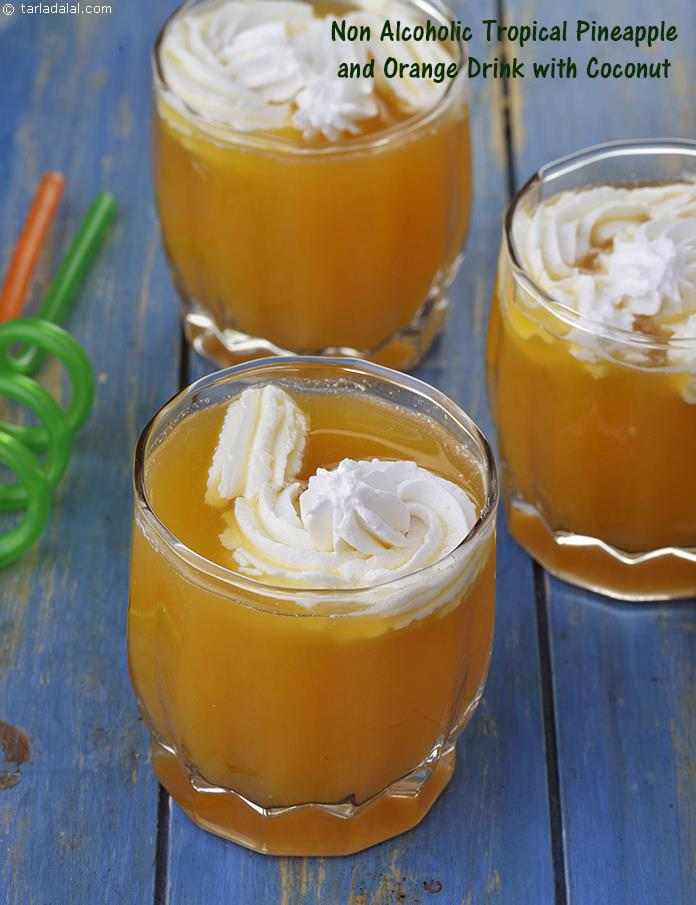Non- Alcoholic Tropical Pineapple and Orange Drink with Coconut recipe In Gujarati