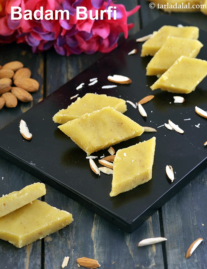 Badam Burfi Recipe, Healthy Almond Burfi In Gujarati