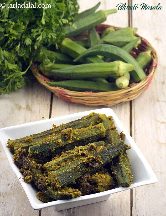 Healthy Bhindi Masala Recipe Dry Lady Finger Sabzi Tava Okra In Coriander And Onion Paste