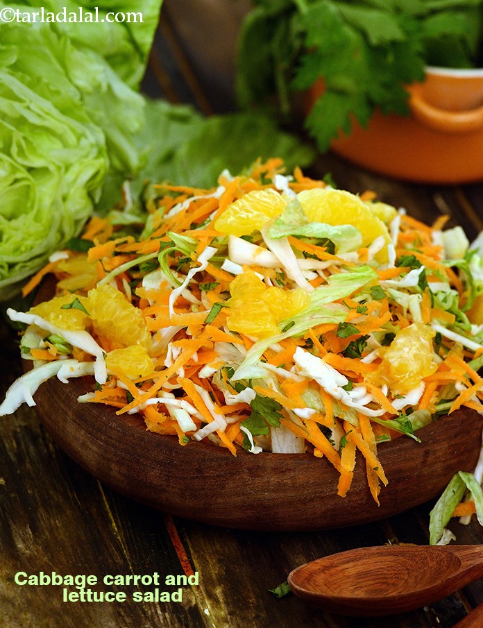Cabbage, Carrot and Lettuce Salad recipe In Gujarati