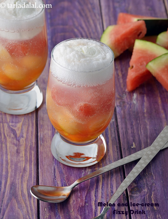 Melon Ice Cream Drink, Watermelon Ice Cream Soda Float recipe In Gujarati