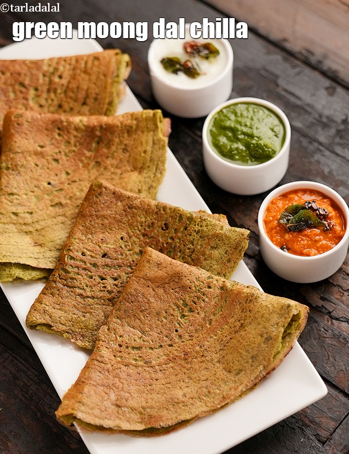 Green Moong Dal Chilla recipe In Gujarati