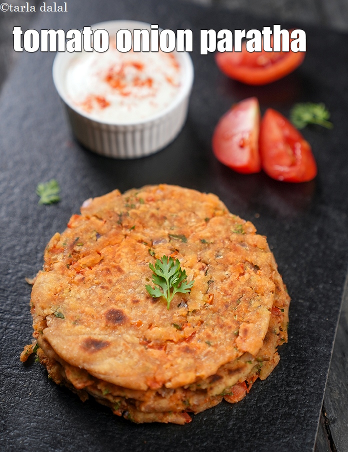 Masala Tomato Onion Paratha recipe In Gujarati