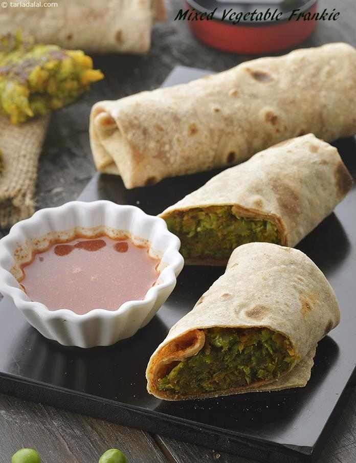 Mixed Vegetable Frankie, Low Salt Recipe In Gujarati