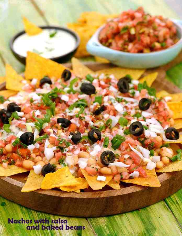 Nachos With Salsa And Baked Beans Recipe Corn Chips With Salsa Baked Beans