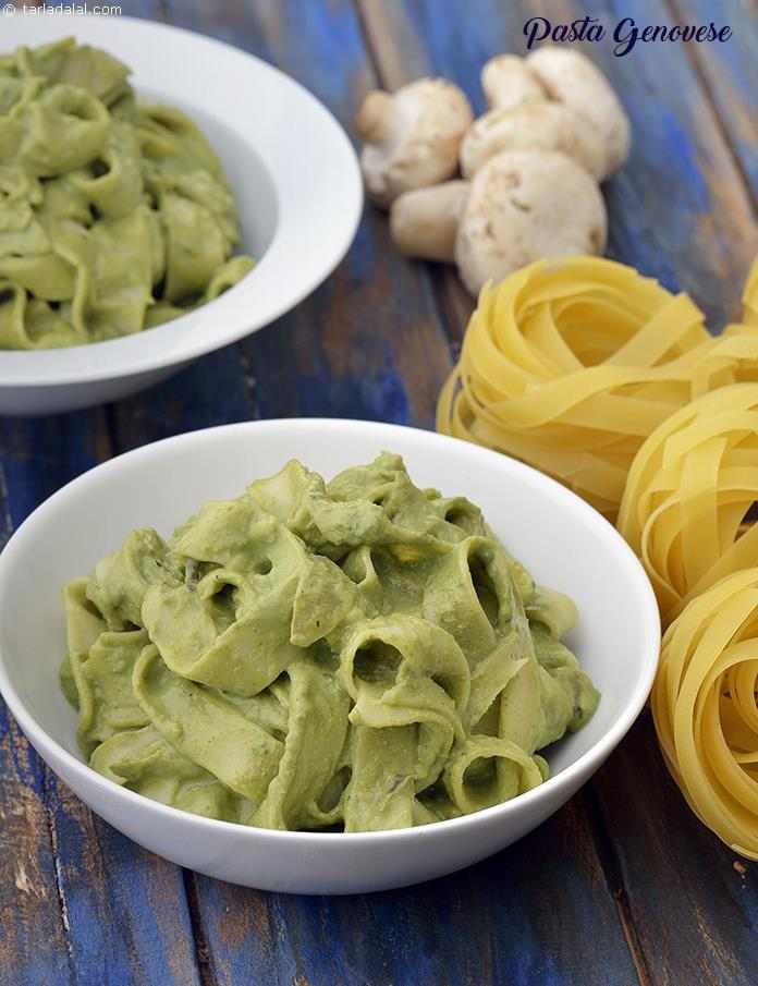 Pasta Genovese Pesto Pasta With Mushrooms Recipe Italian Recipes