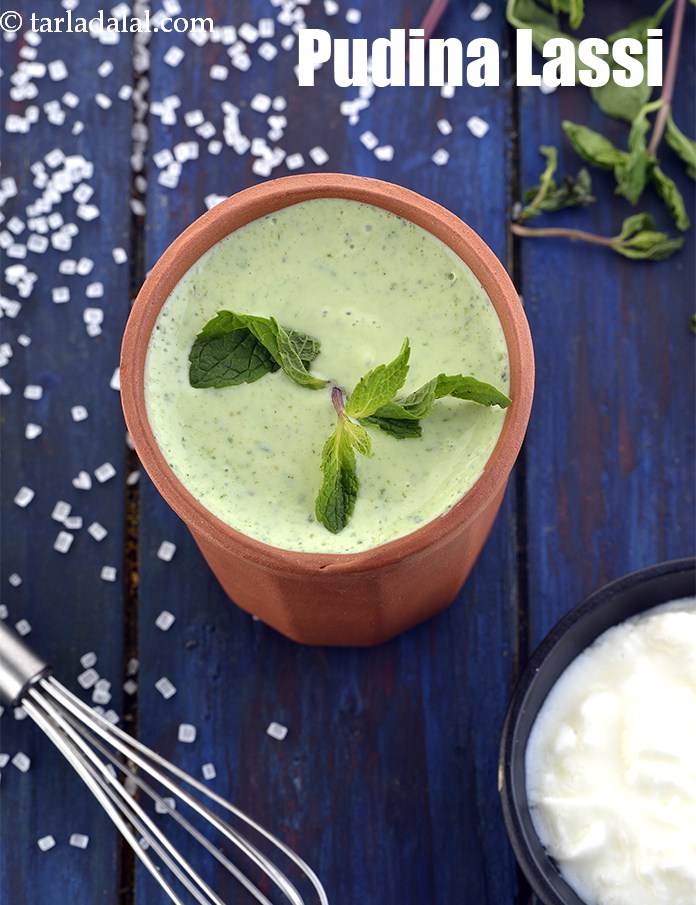 Pudina Lassi, Mint Lassi, Indian Yogurt Mint Drink recipe In Gujarati