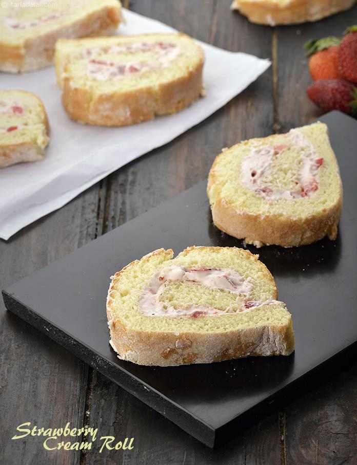 Strawberry Cream Roll recipe In Gujarati