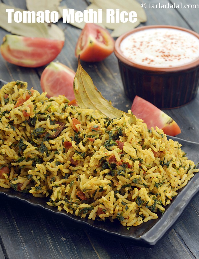 Tomato Methi Rice, Healthy Tomato Methi Pulao recipe In Gujarati