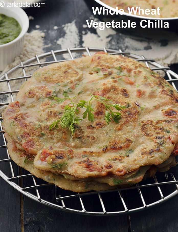 Whole Wheat Vegetable Cheela, Atte ka Cheela recipe In Gujarati